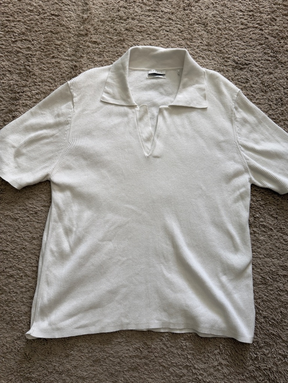 Men's Sandro White Short-Sleeve Polo Knit Shirt